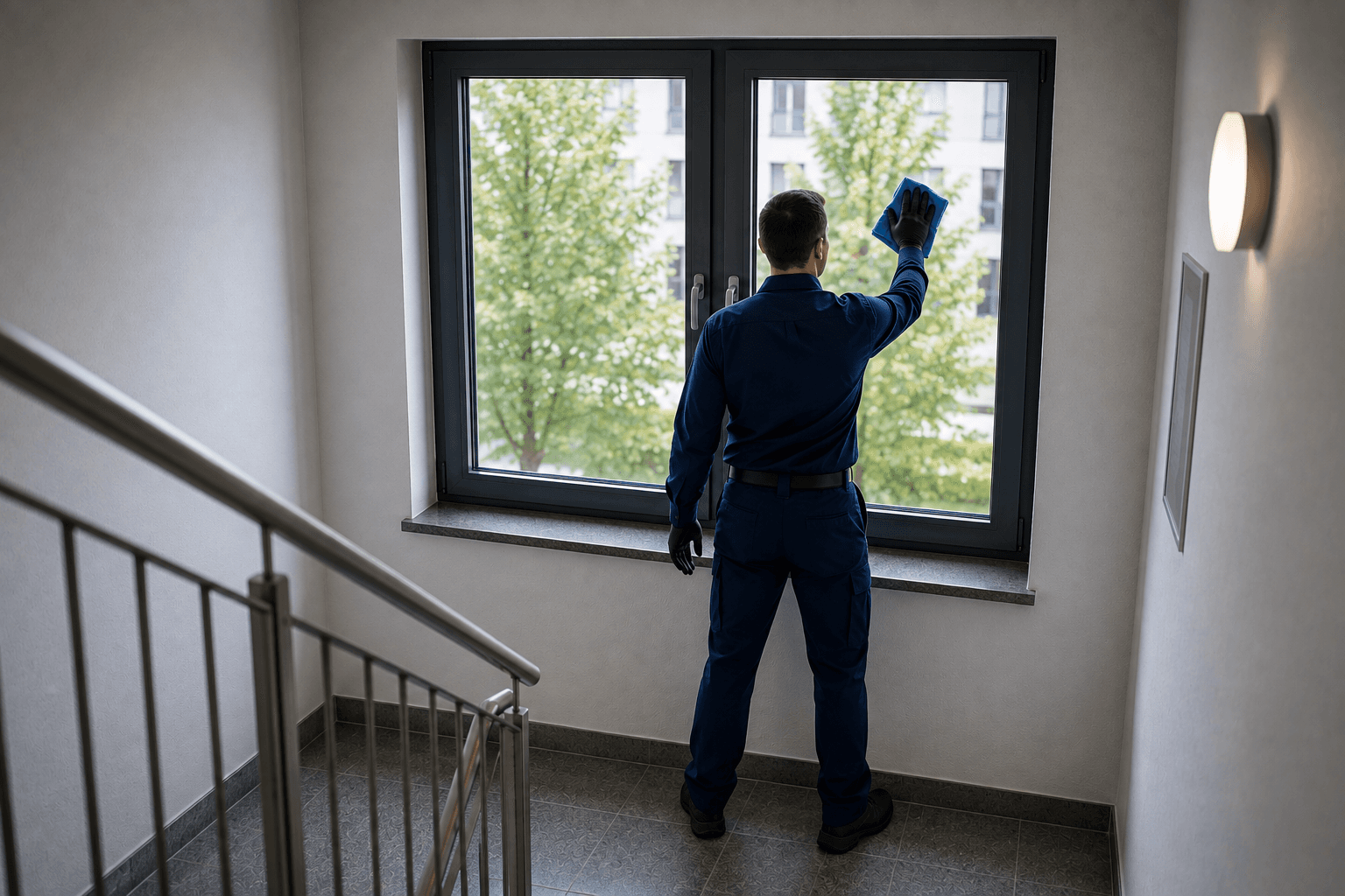 Glass surfaces in communal areas